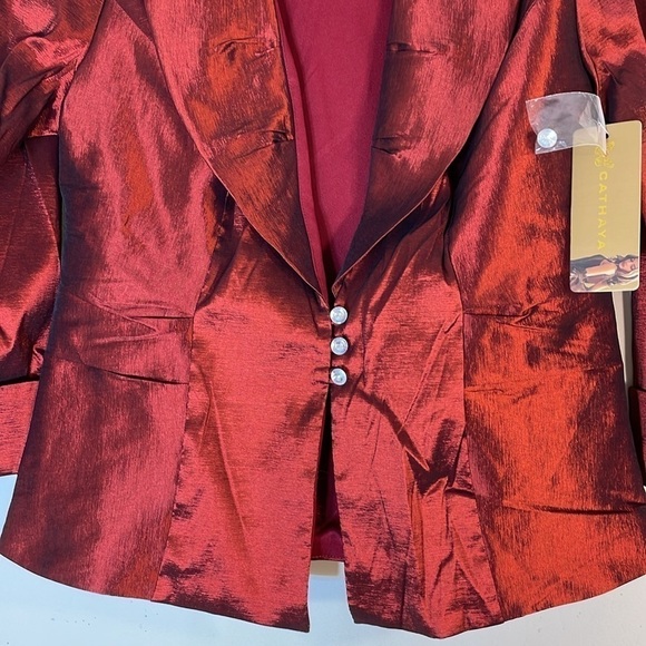 NWT. Cathaya 14 Burgundy Satin Jacket. - Picture 6 of 13